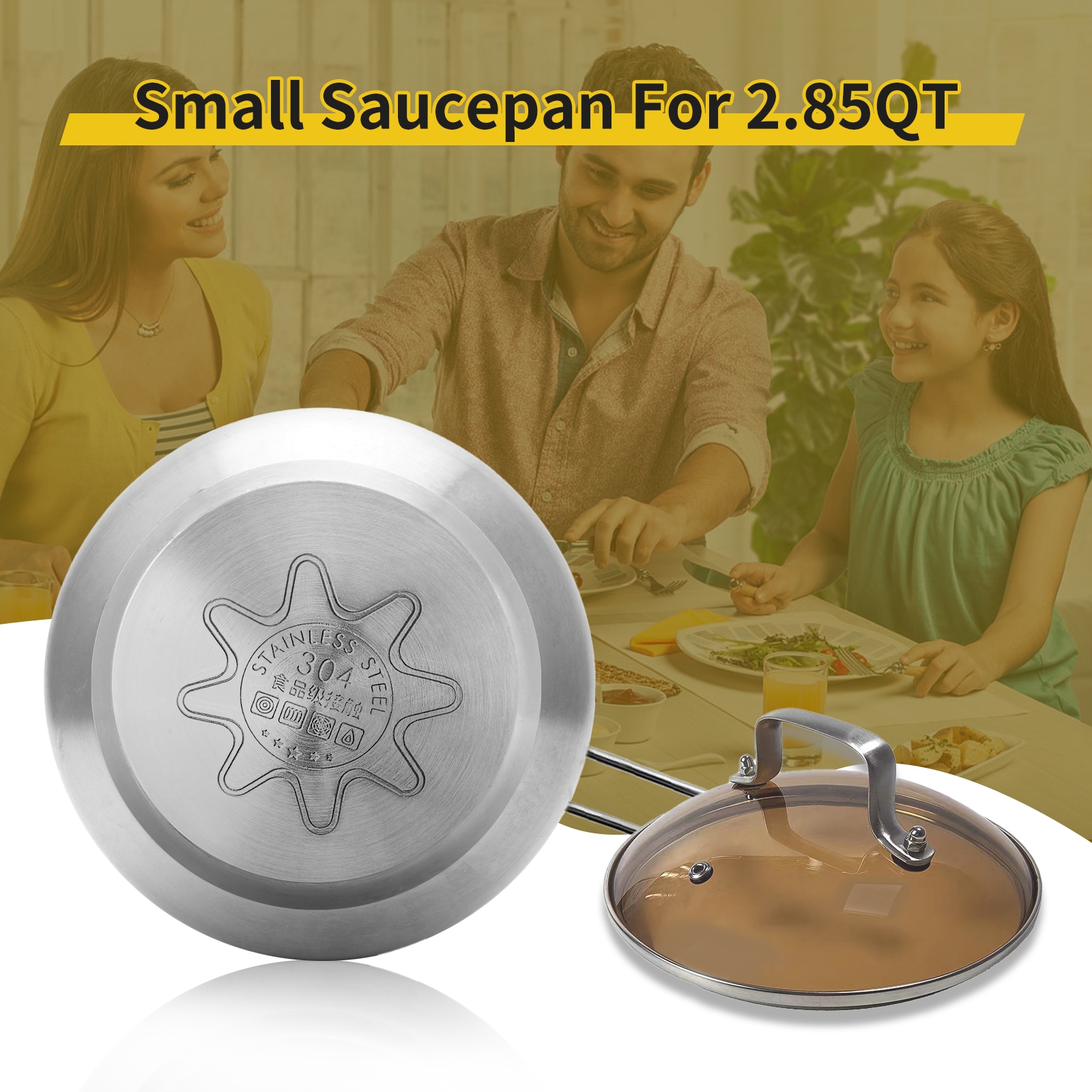 WANGYUANJI Non-Stick Stainless Steel Saucepan With Lid, 2.85QT Small Soup Pot For All Stoves, Oven Save, Dishwasher Safe_voghion.com